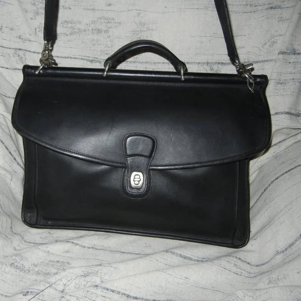 COACH Vintage Beekman Black Leather Dowel Rod Briefcase 5266